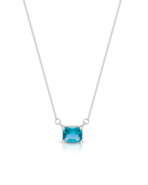 Silver Azure Glow Solitaire Pendant Necklace