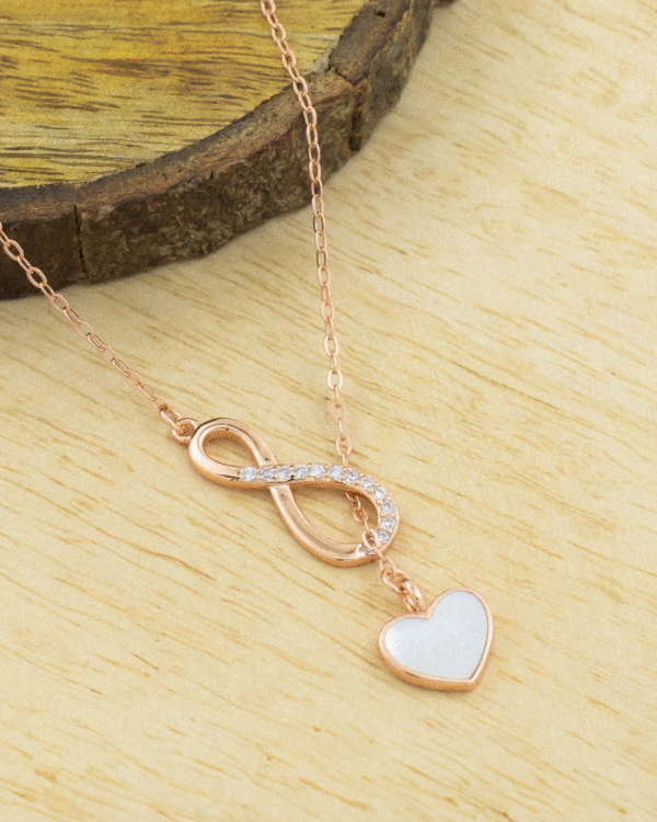 Silver Infinity Heart Romance Pendant Necklace - Image 3