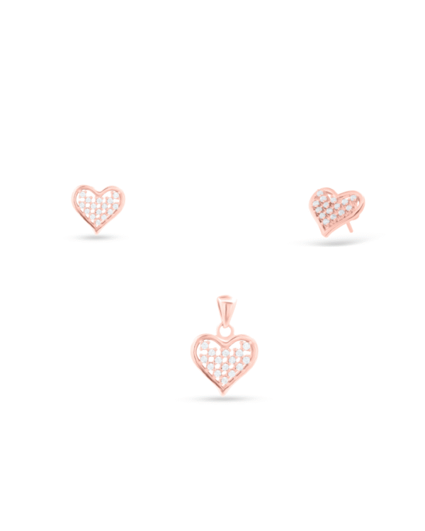 Silver Gleaming Heart Pendant Set